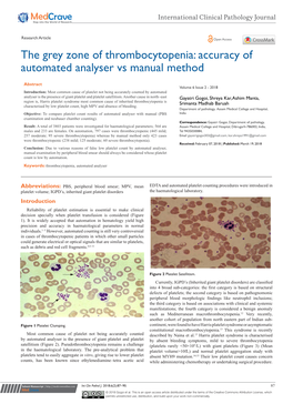 The Grey Zone of Thrombocytopenia: Accuracy of Automated Analyser Vs Manual Method