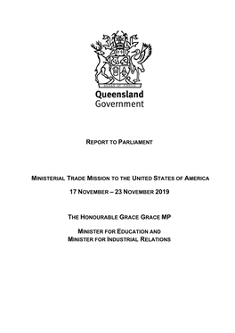 Report to Parliament Ministerial Trade Mission To