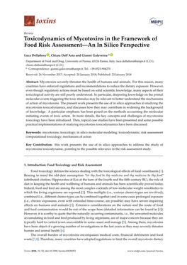 Toxicodynamics of Mycotoxins in the Framework of Food Risk Assessment—An in Silico Perspective