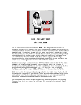 Inxs – the Very Best Vö: 28.10.2011