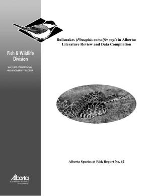 Bullsnakes (Pituophis Catenifer Sayi) in Alberta: Literature Review and Data Compilation