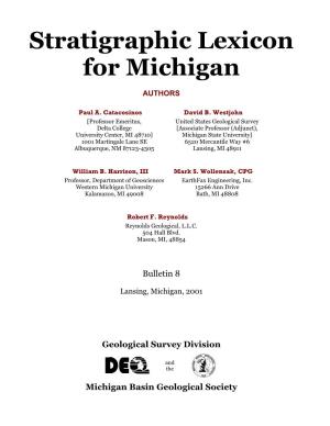 Stratigraphic Lexicon for Michigan