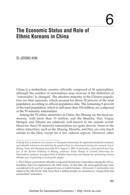Chapter 6: the Economic Status and Role of Ethnic Koreans in China