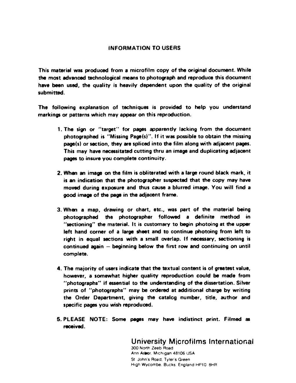 University Microfilms International 300 North Zeeb Road Ann Arj*Or