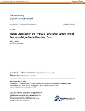 Hazard Classification and Hydraulic Remediation Options for Flat- Topped and Ogee-Crested Low-Head Dams