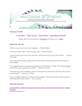 WAB Wisconsin Arts News