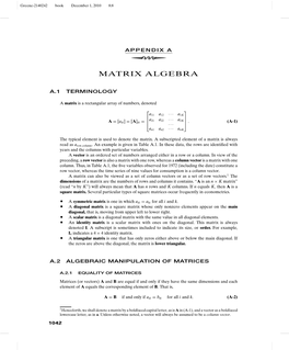 APPENDIX a Matrix Algebra