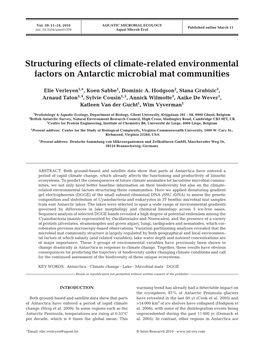 Structuring Effects of Climate-Related Environmental Factors on Antarctic Microbial Mat Communities