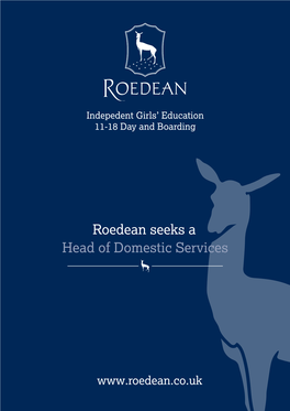 Head of Domestic Services Roedean Seeks A