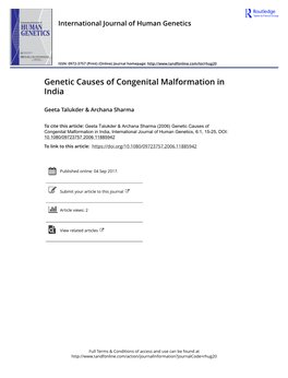 Genetic Causes of Congenital Malformation in India