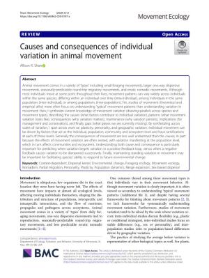 Causes and Consequences of Individual Variation in Animal Movement Allison K