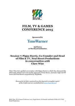 Film, Tv & Games Conference 2015