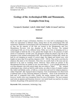 Geology of the Archeological Hills and Monuments, Examples from Iraq