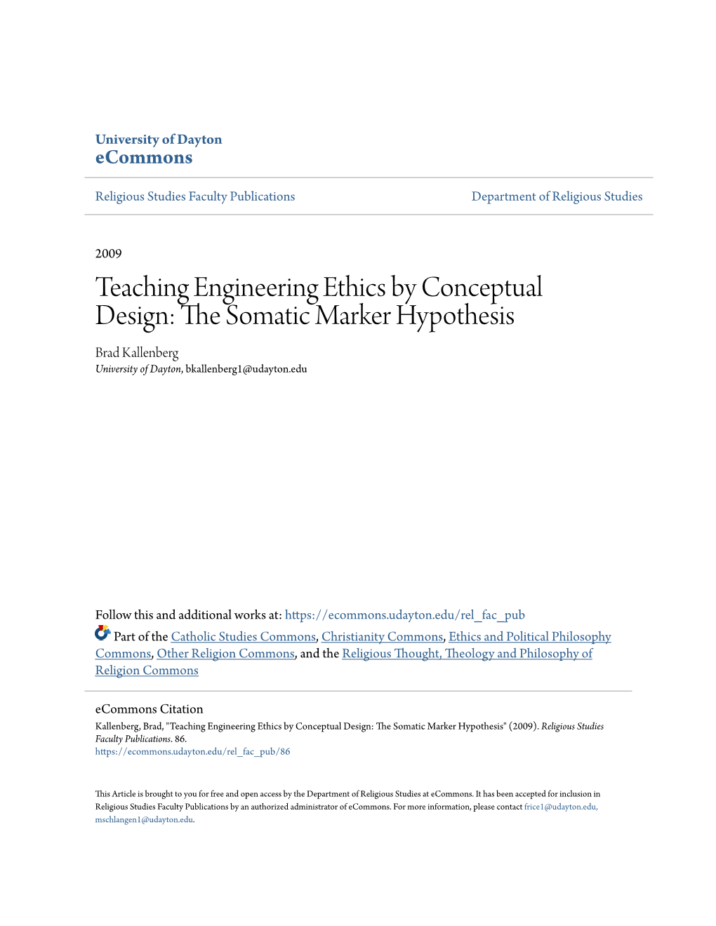 The Somatic Marker Hypothesis