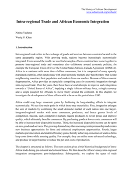 Intra-Regional Trade and African Economic Integration