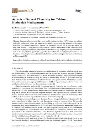 Aspects of Solvent Chemistry for Calcium Hydroxide Medicaments