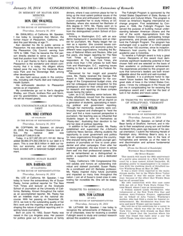 CONGRESSIONAL RECORD— Extensions of Remarks E97 HON
