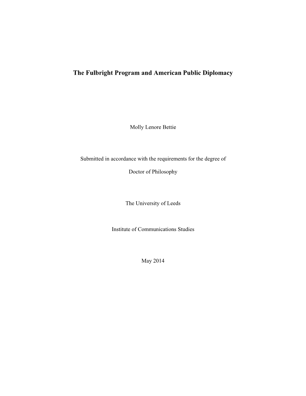 The Fulbright Program and American Public Diplomacy