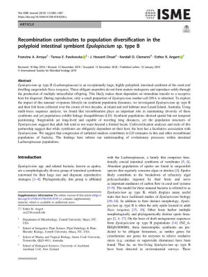 Recombination Contributes to Population Diversification in The
