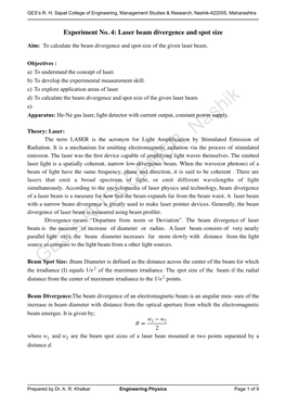 Experiment-4-Laser Beam Divergence-Simulation