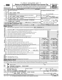 Return of Organization Exempt from Income Tax OMB No