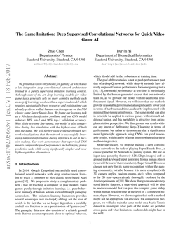 The Game Imitation: Deep Supervised Convolutional Networks for Quick Video Game AI