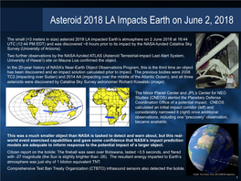 Asteroid 2018 LA Impacts Earth on June 2, 2018