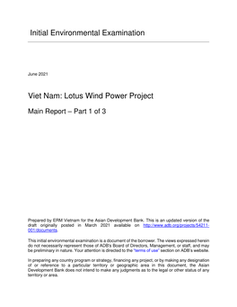 Initial Environmental Examination Viet Nam: Lotus Wind Power Project