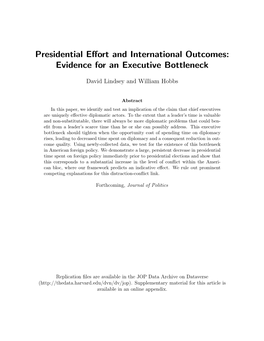 Presidential Effort and International Outcomes: Evidence for An