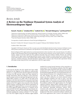 A Review on the Nonlinear Dynamical System Analysis of Electrocardiogram Signal