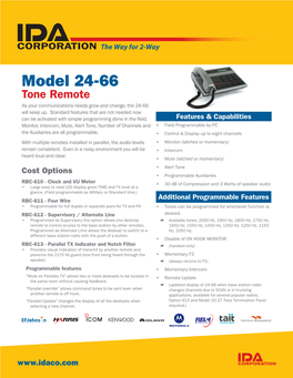 Model 24-66 Tone Remote As Your Communications Needs Grow and Change, the 24-66 Will Keep Up