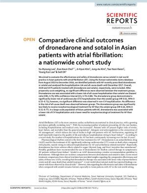 Comparative Clinical Outcomes of Dronedarone and Sotalol in Asian