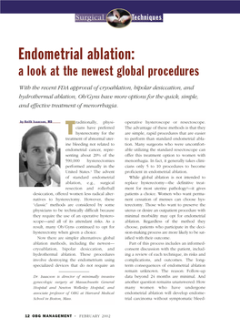 Endometrial Ablation: a Look at the Newest Global Procedures