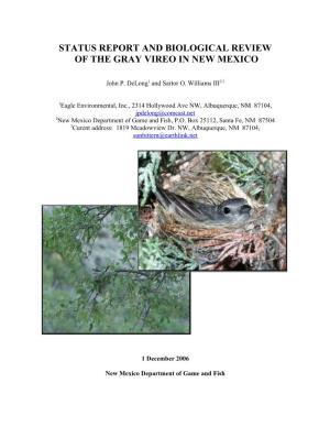 Gray Vireo Population Sites, Years Surveyed, and Reporting Sour