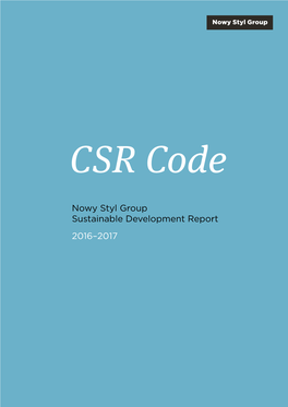 Nowy Styl Group Sustainable Development Report 2016–2017