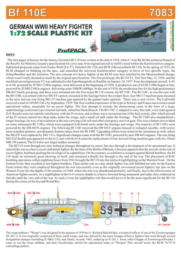 Bf 110E 7083 GERMAN WWII HEAVY FIGHTER 1:72 SCALE PLASTIC KIT