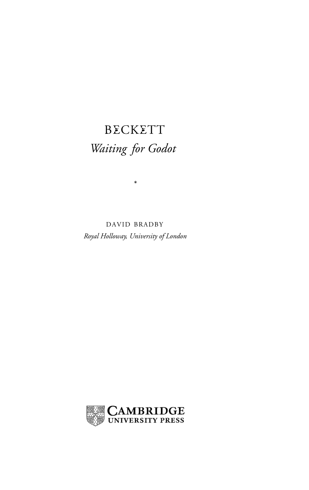 BECKETT Waiting for Godot