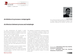 Architettura Tra Processo E Metaprogetto Architecture Between