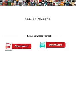 Affidavit of Allodial Title