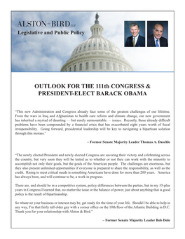 Outlook for the 111Th Congress & President-Elect