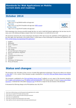 Standards for Web Applications on Mobile: Current State and Roadmap