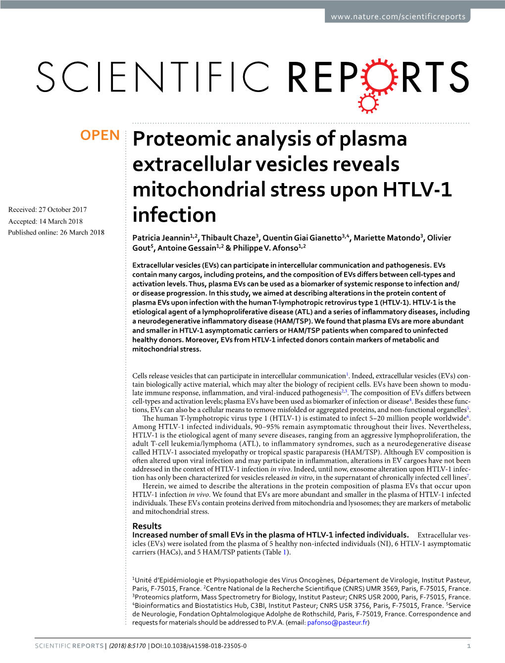 Proteomic Analysis of Plasma Extracellular Vesicles Reveals