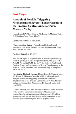 Analysis of Possible Triggering Mechanisms of Severe Thunderstorms in the Tropical Central Andes of Peru, Mantaro Valley
