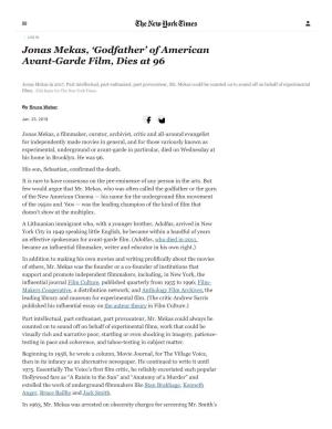 Jonas Mekas, 'Godfather' of American Avant-Garde Film, Dies at 96
