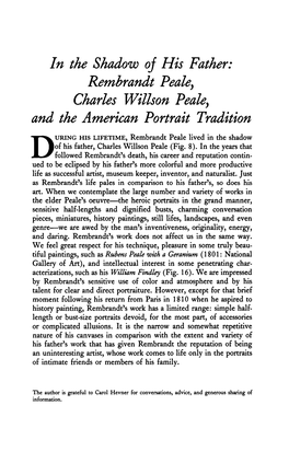 Rembrandt Peale, Charles Willson Peale, and the American Portrait Tradition