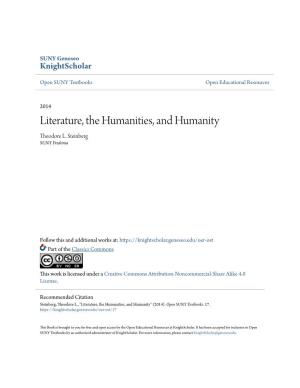 Literature, the Humanities, and Humanity Theodore L