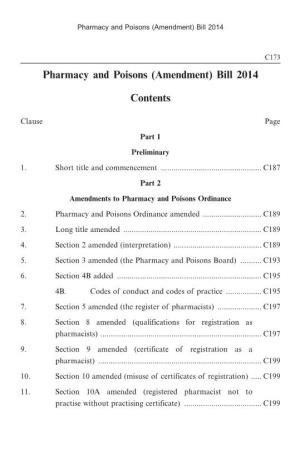 Pharmacy and Poisons (Amendment) Bill 2014 Contents