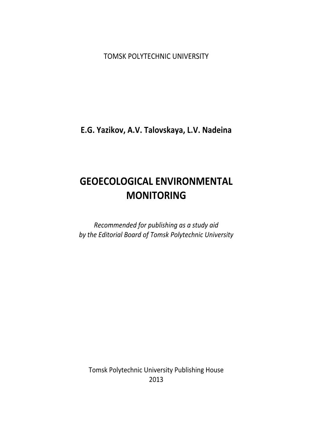 Geoecological Environmental Monitoring