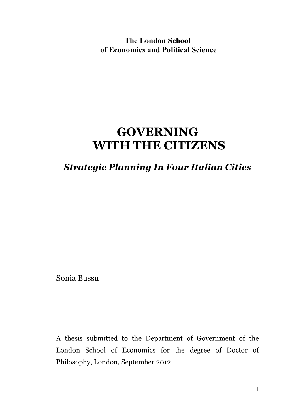 Sonia Bussu Governing with the Citizens Phd Thesis