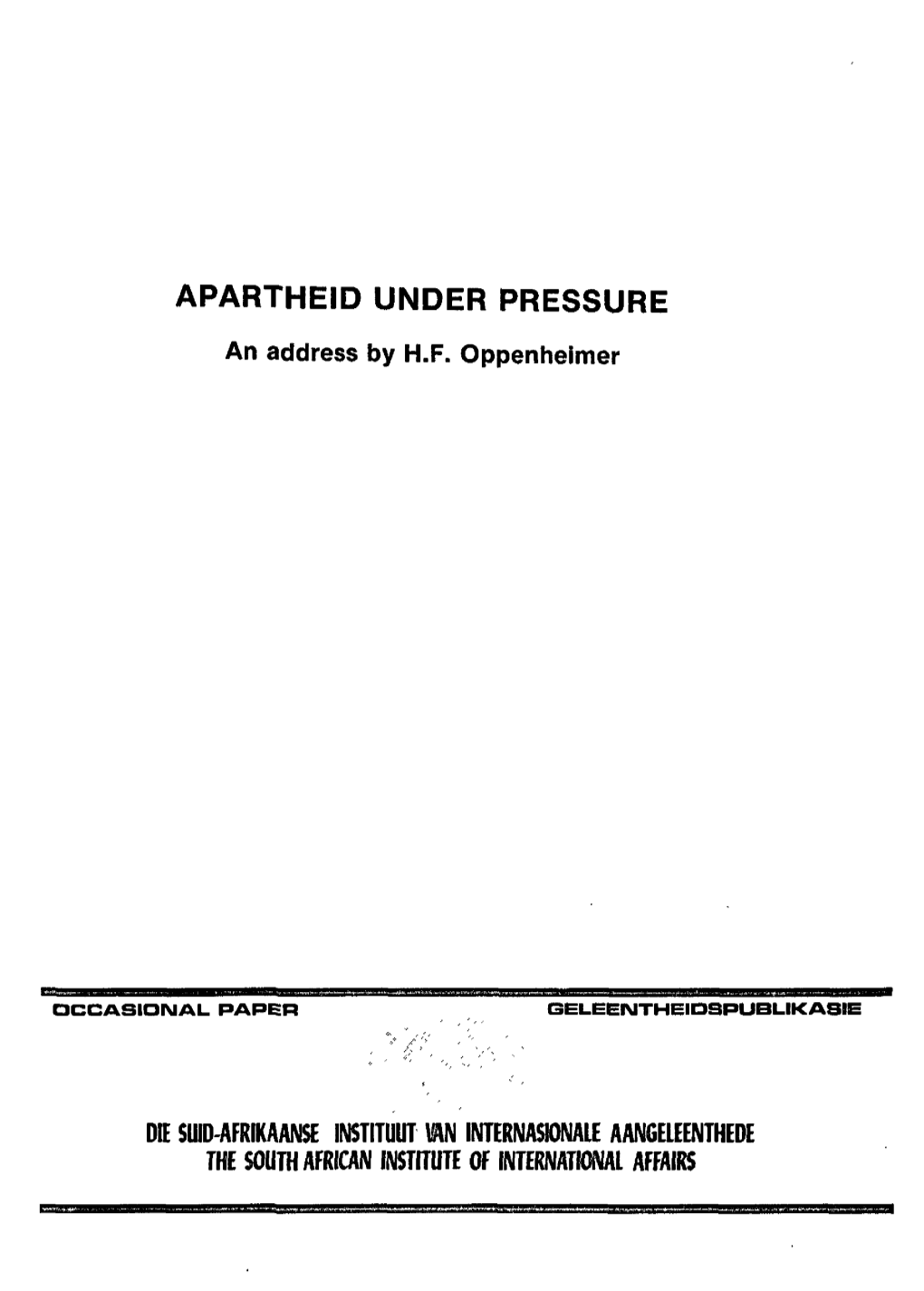Apartheid Under Pressure